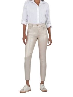 KUT from the Kloth Charlize High Rise Cigarette Leg Metallic Champagne Jeans 12